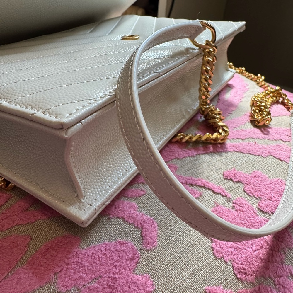 YSL Cassandra Beige Quilted Crossbody Wallet on a chain-iPhone ProMax fits too! - Picture 4 of 5